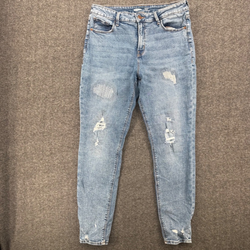 Old Navy Rockstar Super Skinny High Rise Distressed Light Wash Jeans Womens 12